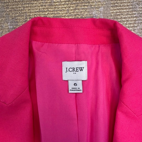 J. CREW Hot Pink Barbie Linen Blend One-Button Blazer | 6 - Picture 13 of 16